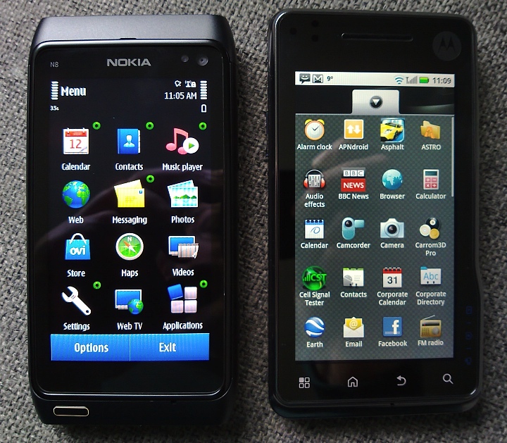 Xenon-drenched smartphone flagships: Nokia N8 vs Motorola XT720