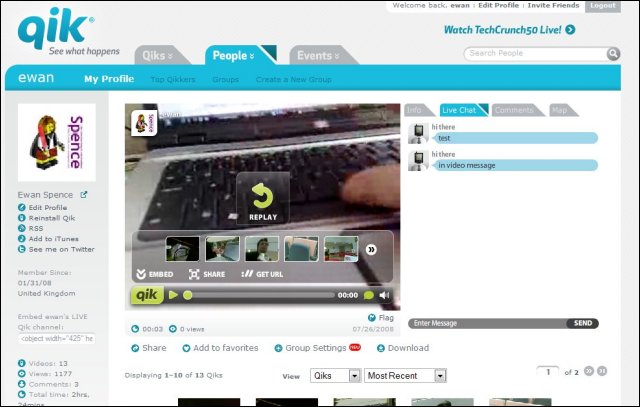 Qik on the Web