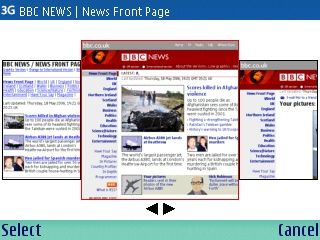 History page of Nokia E61 browser