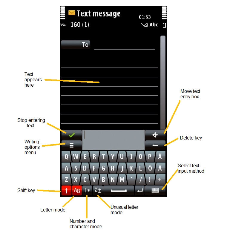 How to enter text on the Nokia 5800 XpressMusic