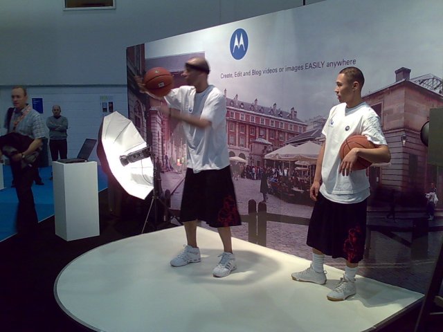 Live action on the Motorola stand