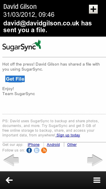 SugarSync for Symbian
