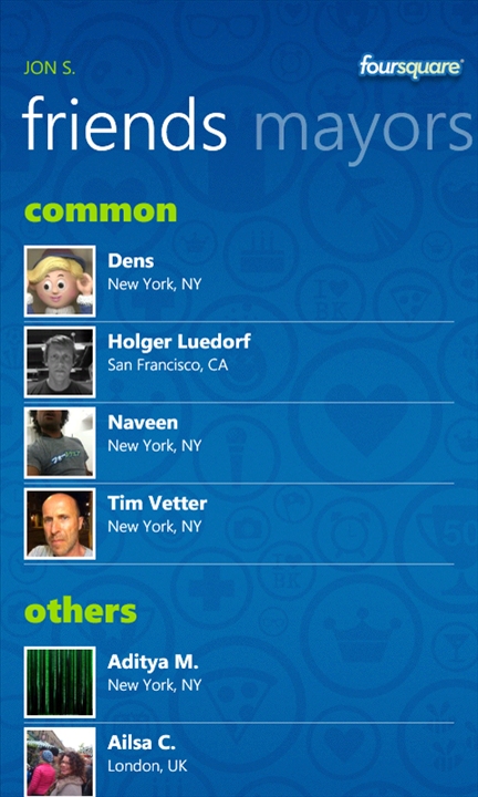 Foursquare, Windows Phone 7