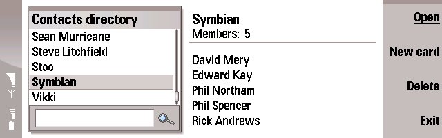 Nokia 9500 Contacts App