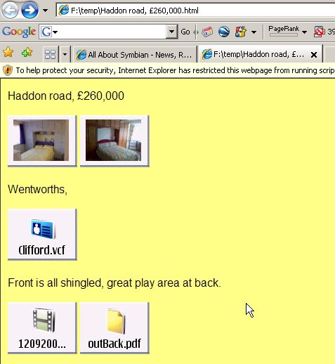 Active Notes-produced content, in a browser on the PC