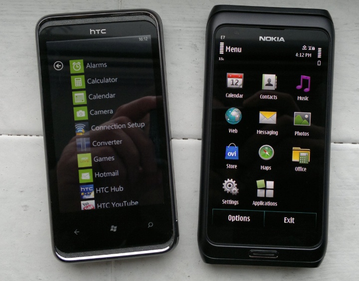 HTC 7 Pro vs Nokia E7