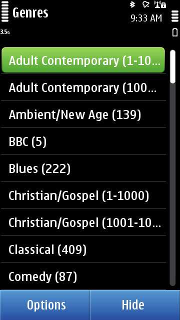 Nokia Internet Radio screenshot