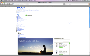 Nokia's site doesn't work well with Safari