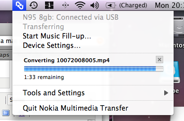 Uploading new video to the phone