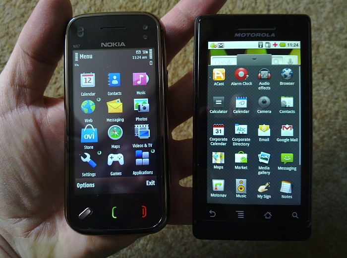 Motorola Milestone vs Nokia N97 mini