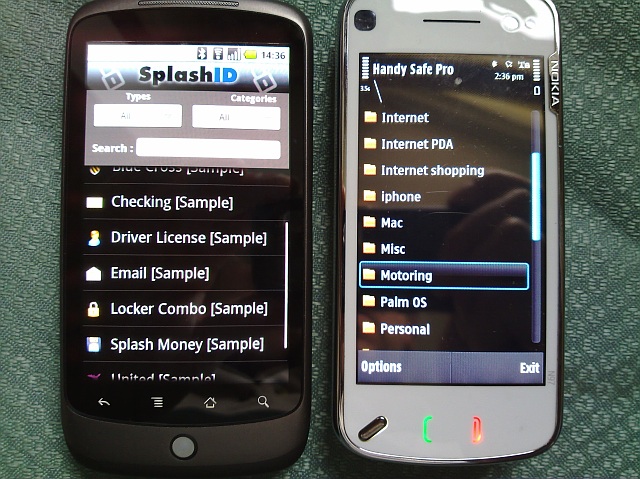 Nexus One vs Nokia N97 - secure database