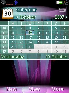 A professional UIQ theme, showing its different elements