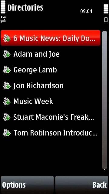 Nokia 5800 Podcasting application BBC 6 Music directory Nokia 5800 Podcasting application BBC 6 Music directory