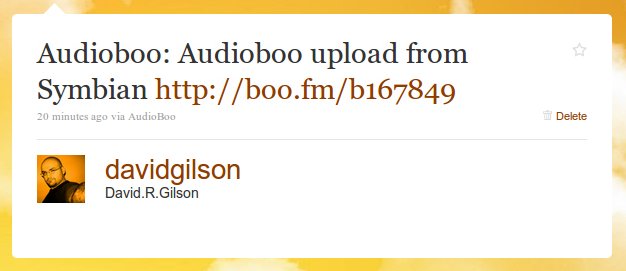 Audioboo automatically tweeted