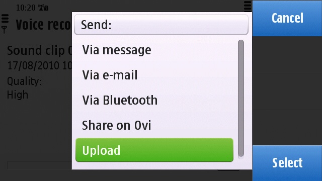 Choosing the sending method