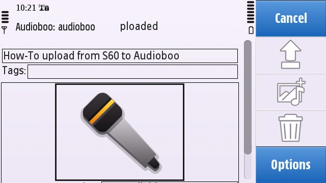 The Share Online upload interface with audio content