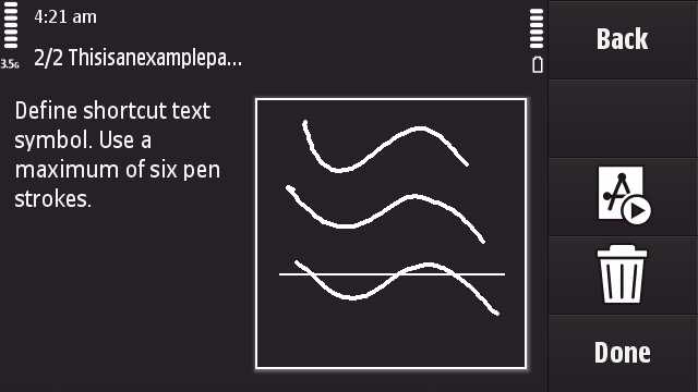 Shortcut creation wizard on the Nokia N97