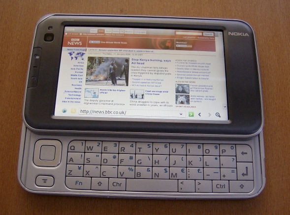 Nokia N810 displaying BBC News website