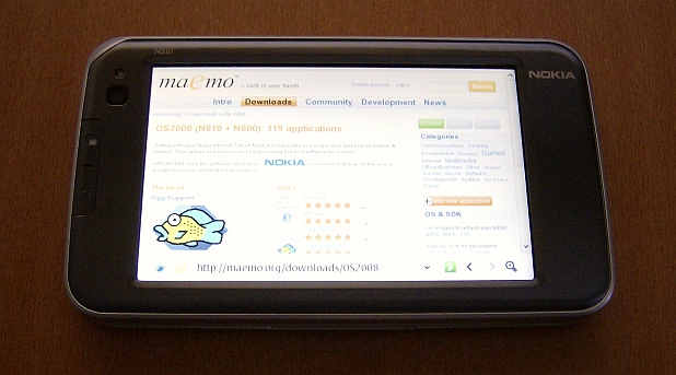 The official Maemo website downloads section