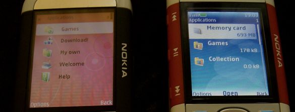 Nokia 5700 and 5300 applications menus