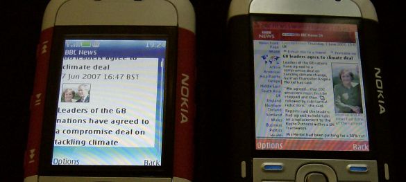 Web browsers on the Nokia 5300 and 5700