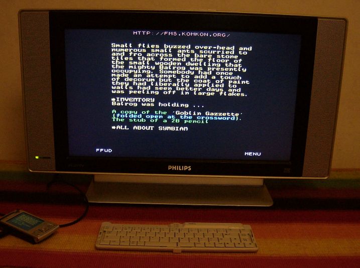 Text adventure being played on N95 through TV Out