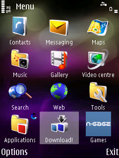 Download icon on S60 main menu screen
