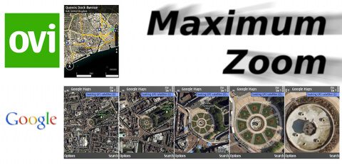 Comparing the satellite zoom of Ovi and Google maps.