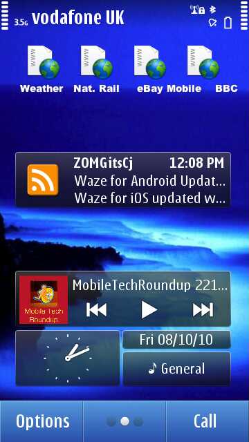 RSS and bookmarks on the N8 homescreen