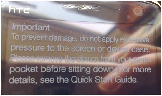 HTC Touch HD warning