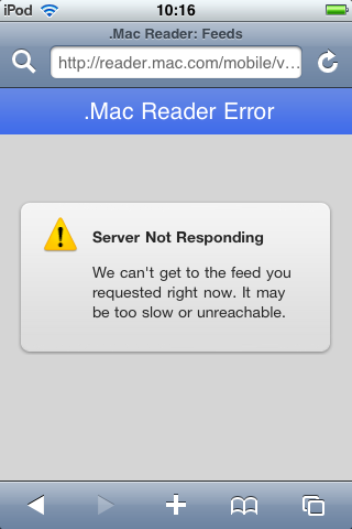 The iPhone having trouble handling an RSS feed on the device