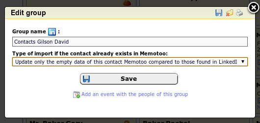 Setting the synchronisation mode for social networks in Memotoo