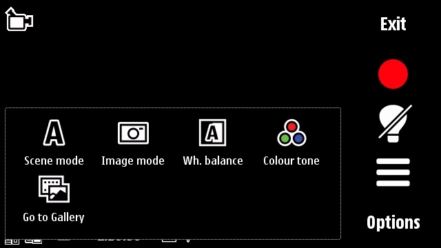 Nokia 5800 camcorder toolbar
