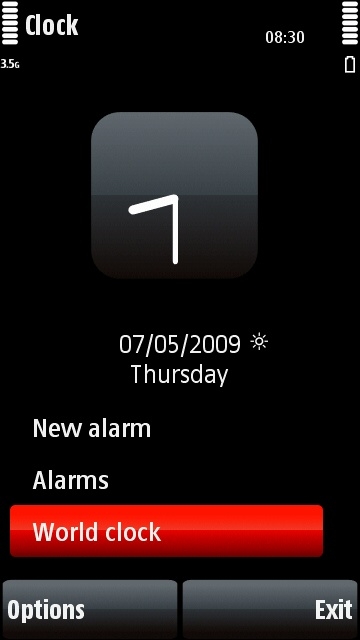 Nokia 5800 Clock application