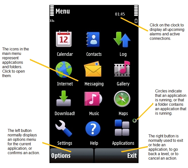 Nokia 5800 main menu