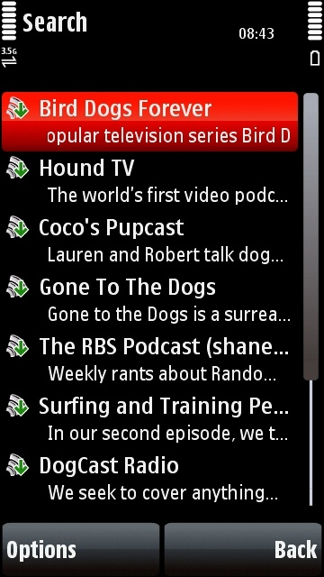Nokia 5800 Podcasting application search results Nokia 5800 Podcasting application search results