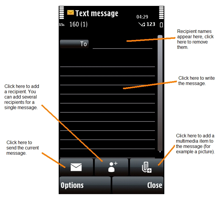 Text Message application on the Nokia 5800 XpressMusic Text Message application on the Nokia 5800 XpressMusic
