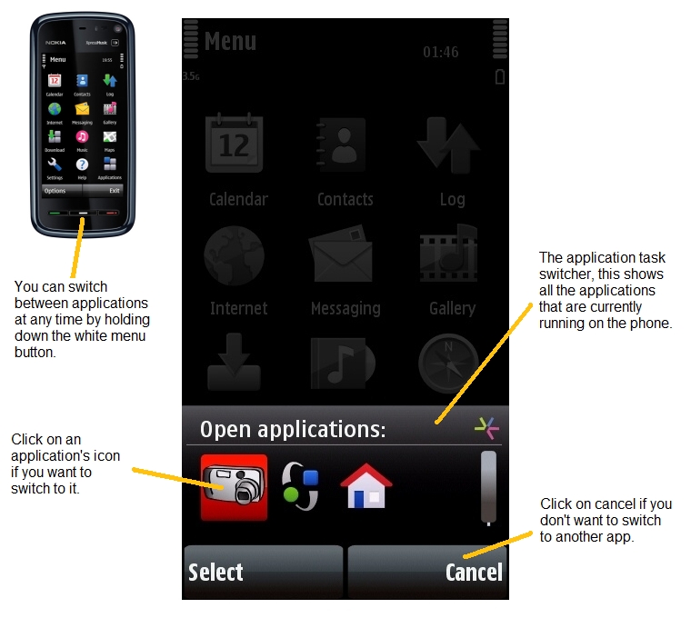 Nokia 5800 task switcher