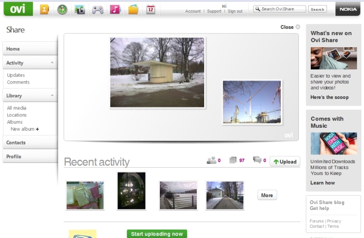 Ovi Share example