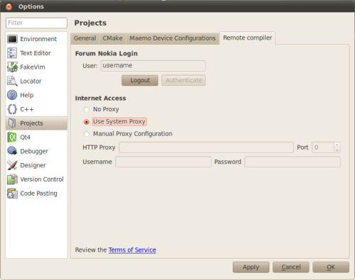 Remote Compiler options