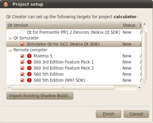 Project setup showing Remote Compiler targets