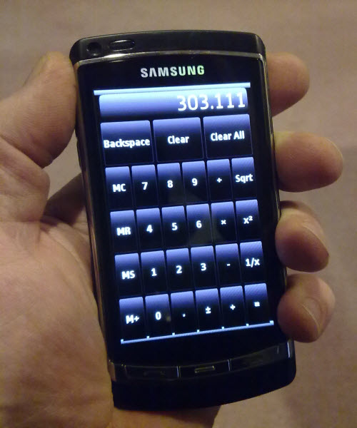 Qt Calculatro example on a Samsung i8910