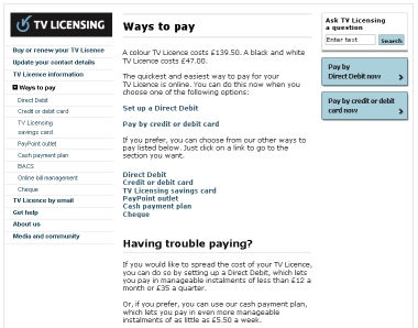 BBC TV Licence official website