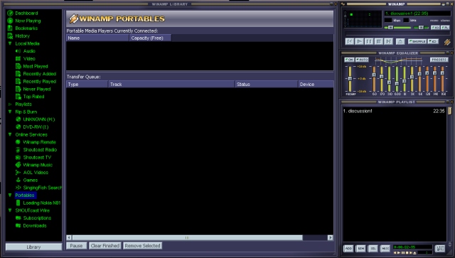 Winamp loading the Portable Device