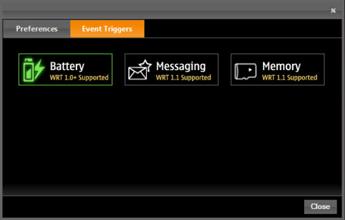 Triggers in the new Aptana WRT plug-in