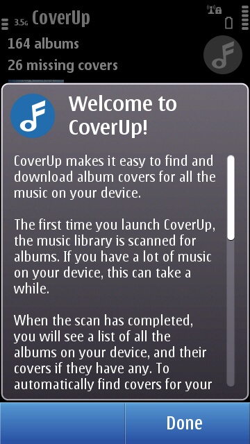 Cover Up's new welcome page