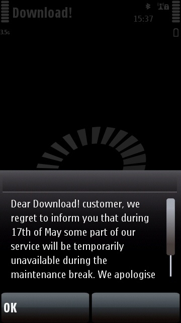 Download maintenance message