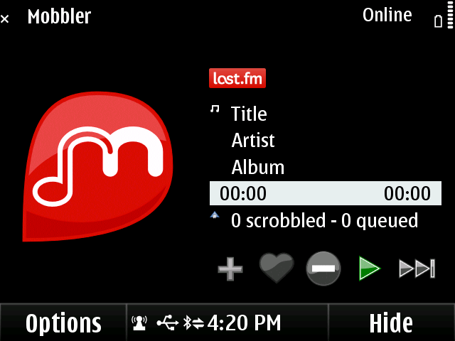 The Last.fm client, Mobbler, via @hugvok