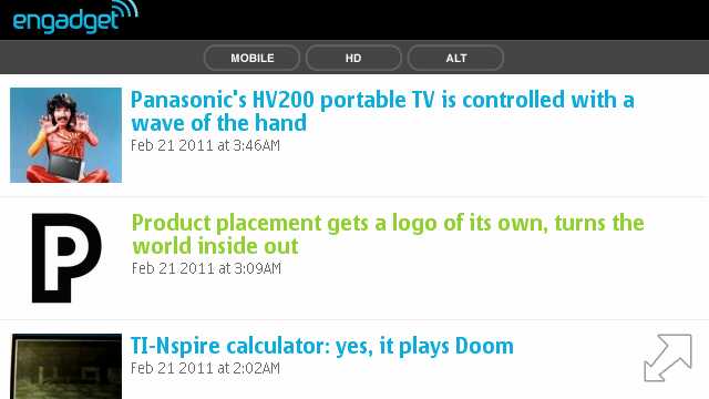 Engadget mobile default