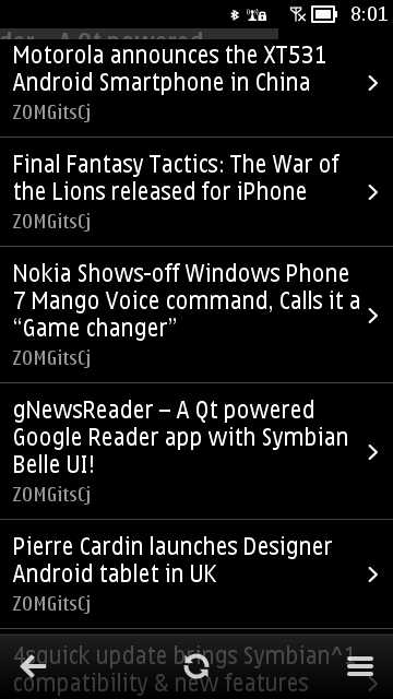 Screenshot, gNewsReader